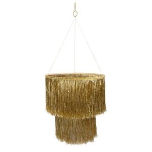 Gold tinsel chandelier