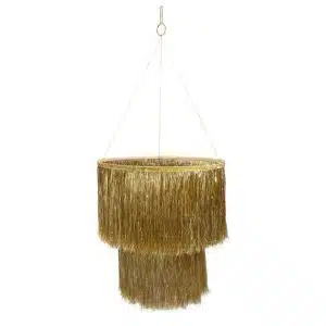 Gold tinsel chandelier